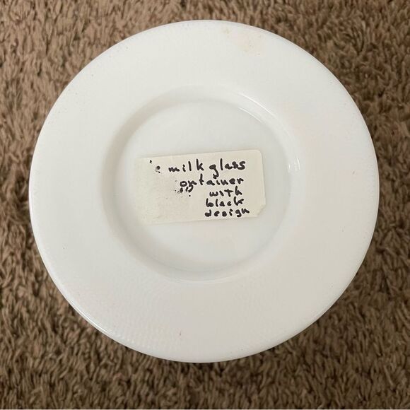 vintage antique black white milk glass winter scene coffee canister container - Picture 5 of 6